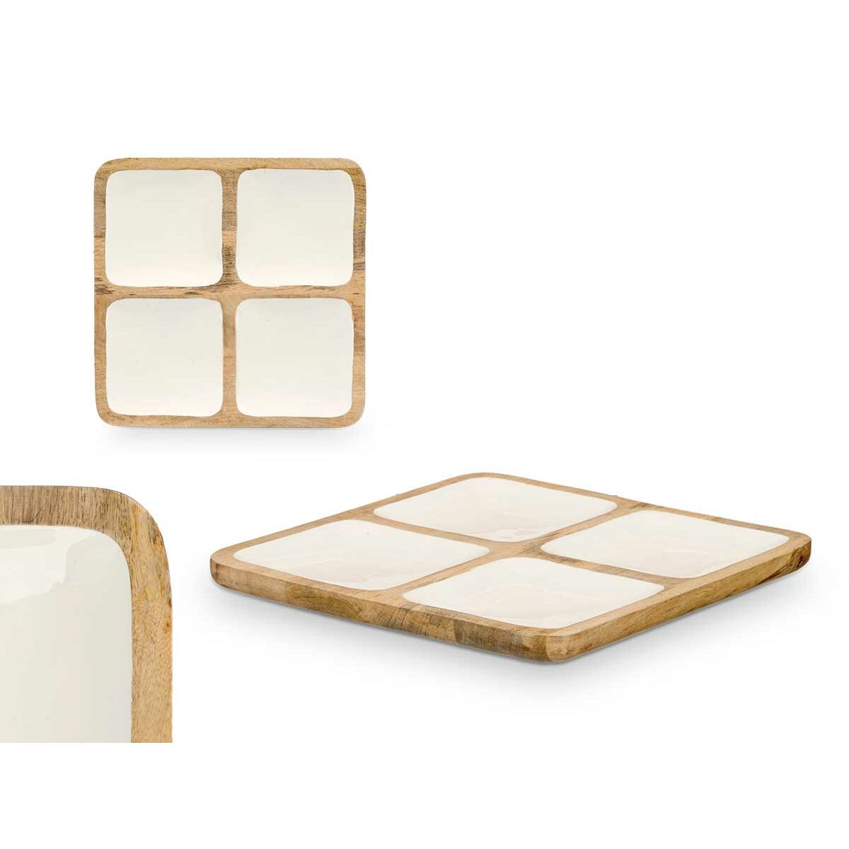 Bricka med fack MALI-991 W Vit 29,5 x 3 x 29,5 cm (6 antal) - 3