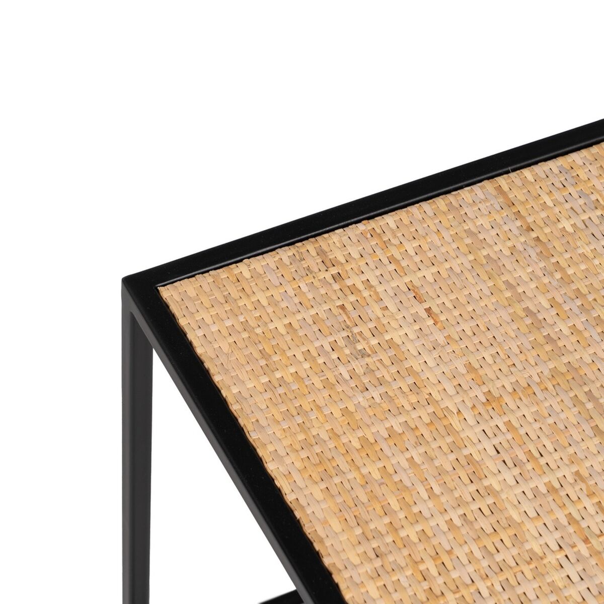 Soffbord Svart Naturell Glas Järn Rattan 97,5 x 34 x 35 cm (3 antal) - 5