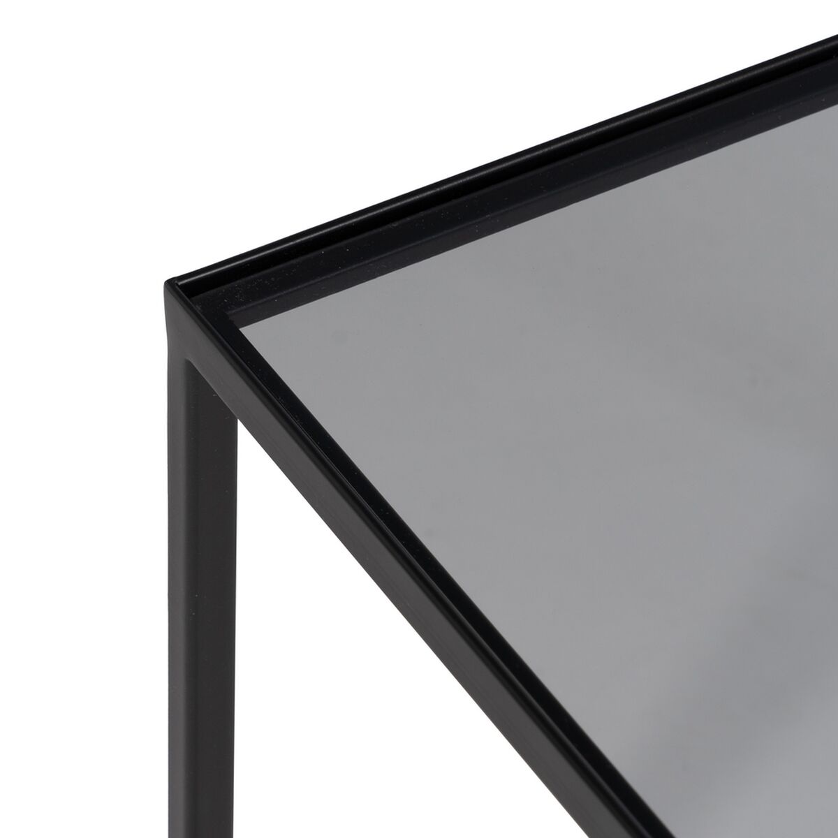 Soffbord Svart Naturell Glas Järn Rattan 97,5 x 34 x 35 cm (3 antal) - 8