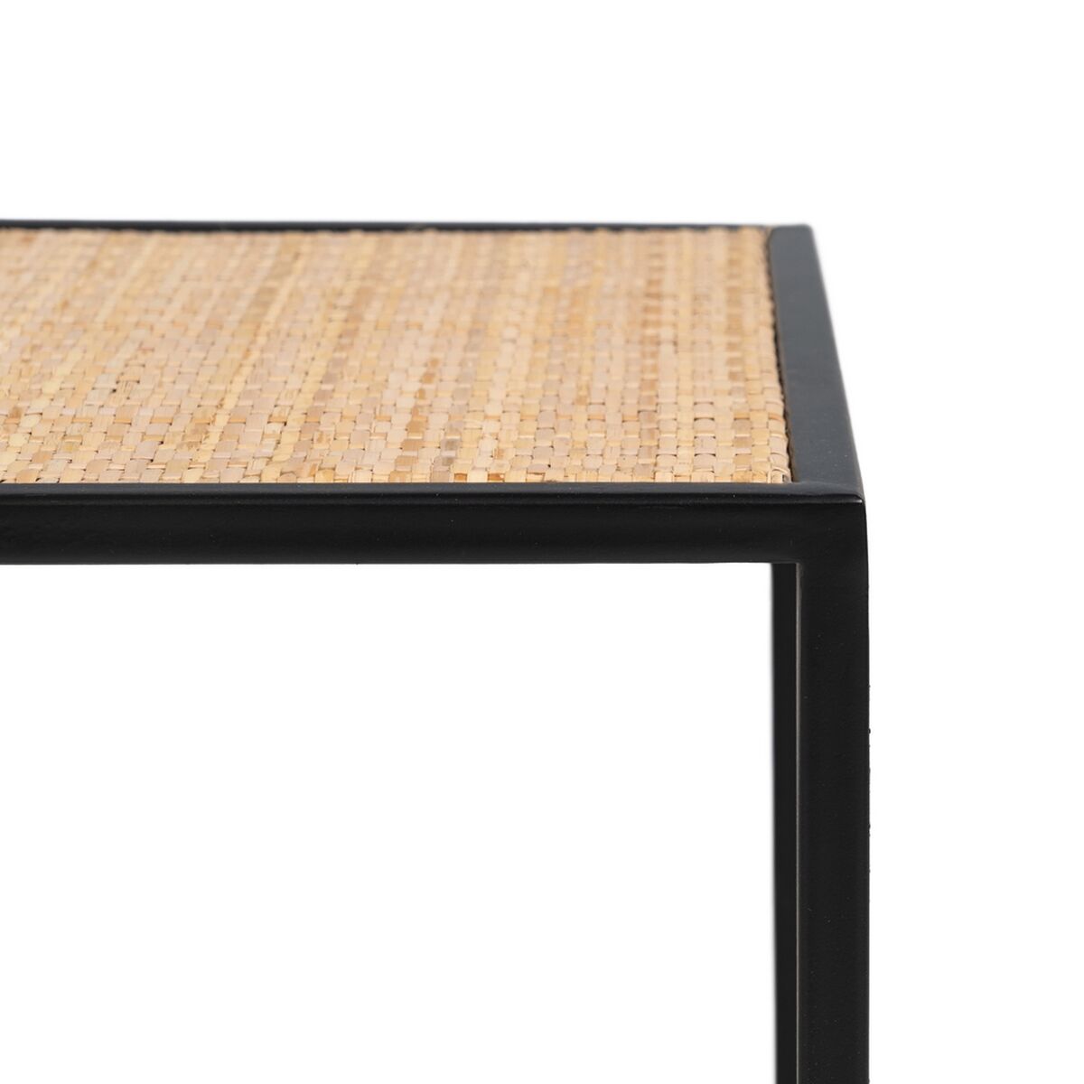 Soffbord Svart Naturell Glas Järn Rattan 97,5 x 34 x 35 cm (3 antal) - 7