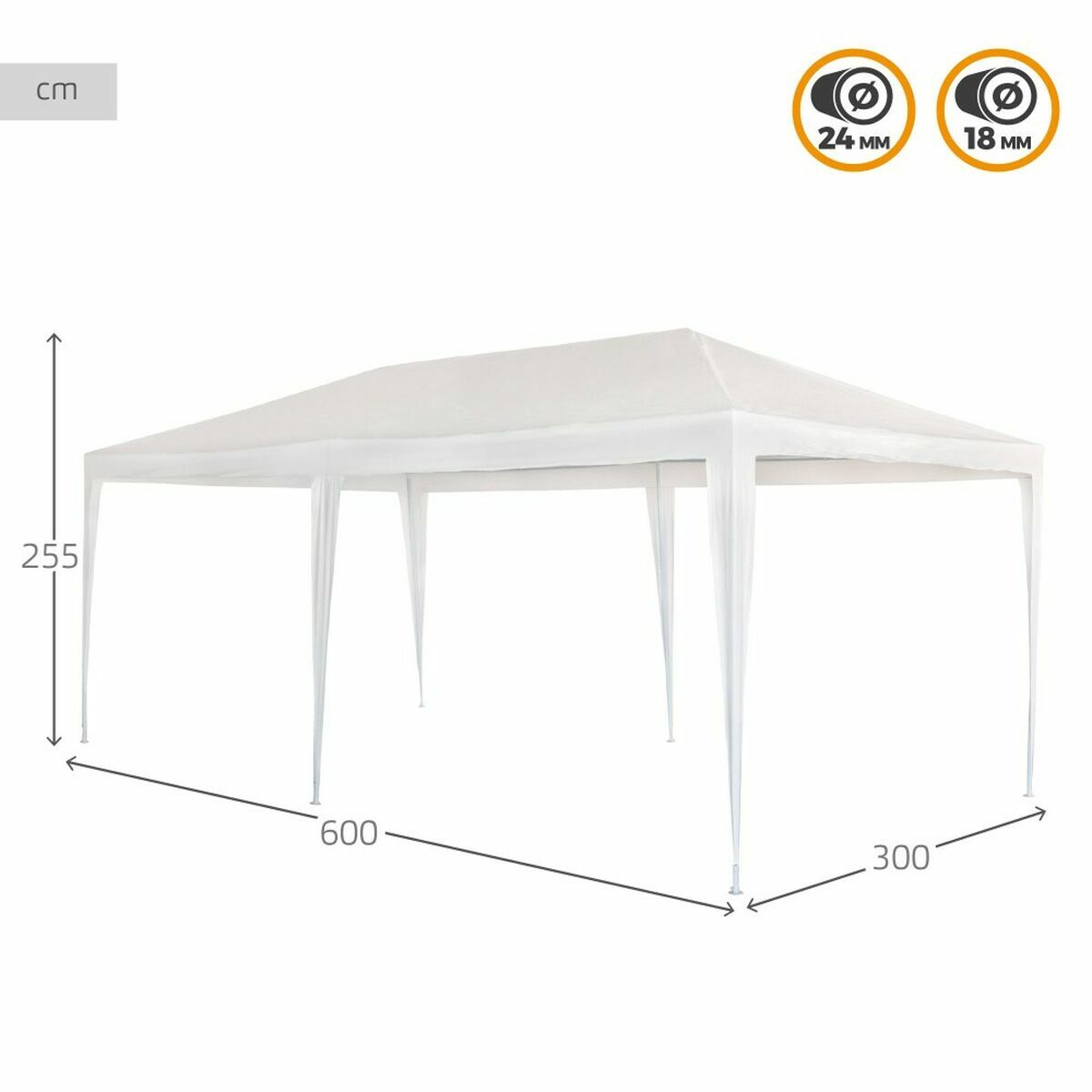 Gazebo Aktive Vit 300 x 600 cm Metall Plast - 3