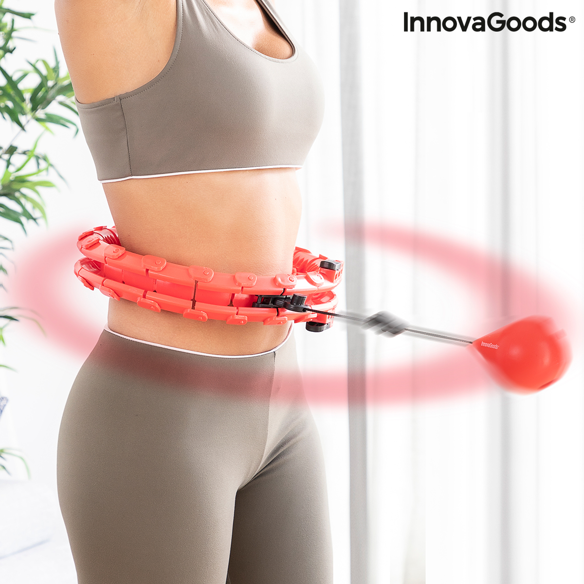 Justerbar Smart Fitness Hoop med vikt Fittehoop InnovaGoods FITTEHOOP Röd Multicolour (Renoverade A) - 3