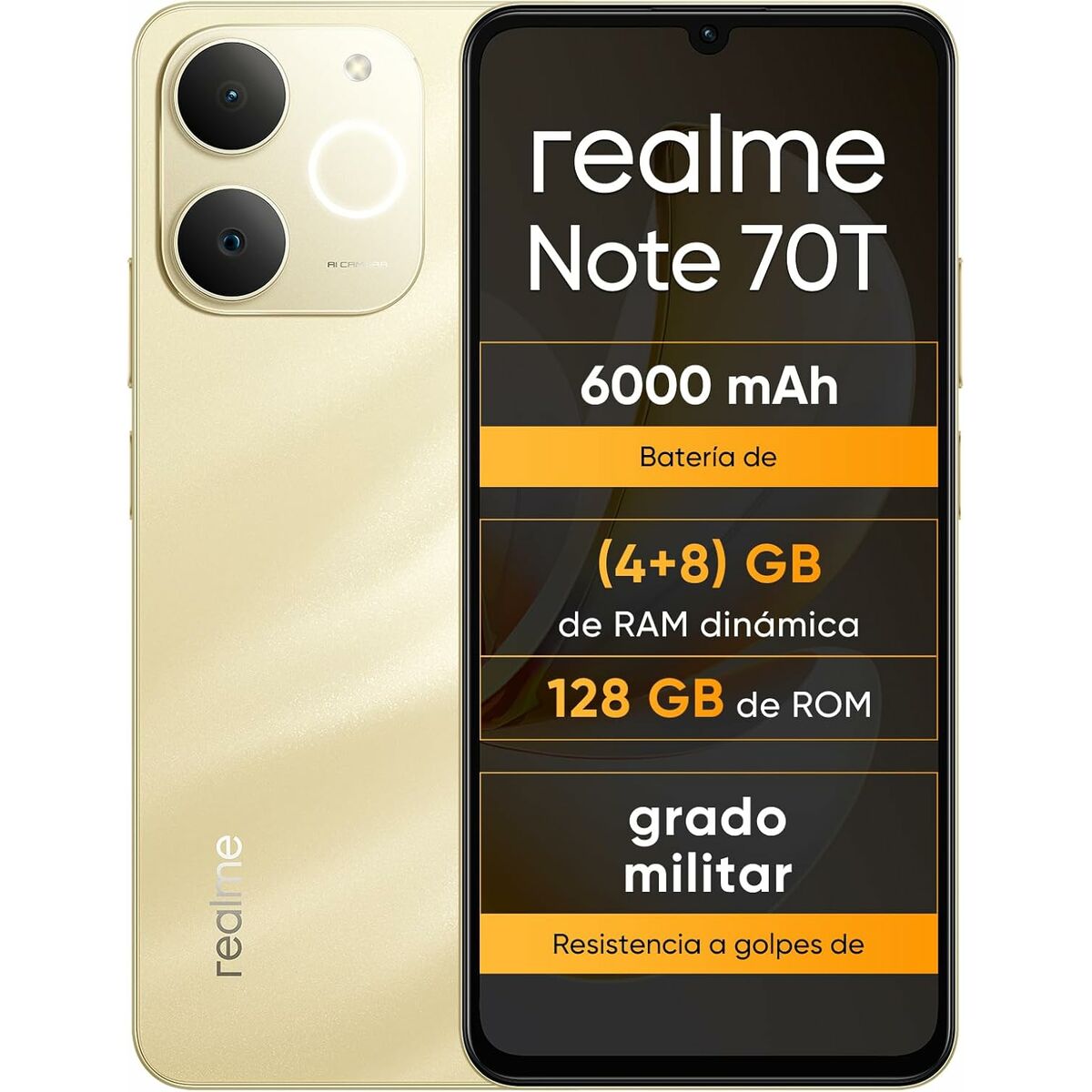 Smartphone Realme NOTE 70T 4 GB RAM 128 GB 6,74" Unisoc Gyllene