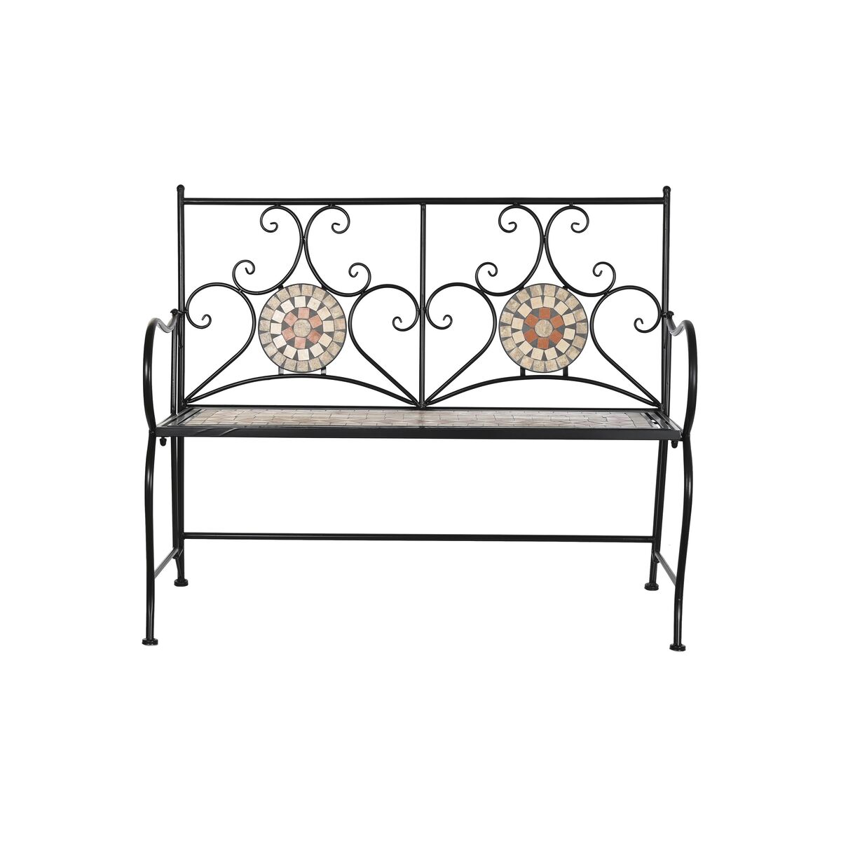 Bänk DKD Home Decor Svart Multicolour Mosaik 111 x 54 x 88 cm - 4