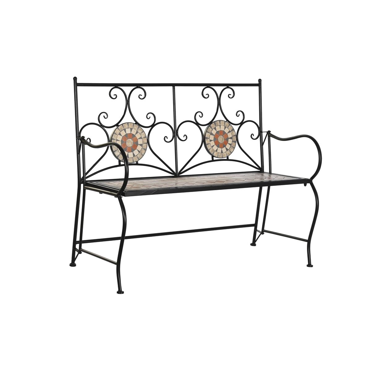 Bänk DKD Home Decor Svart Multicolour Mosaik 111 x 54 x 88 cm