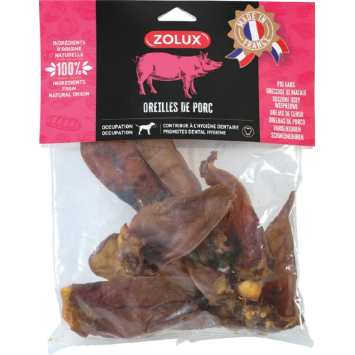 Tuggleksak för hundar Zolux Pork ear Gris 400 g