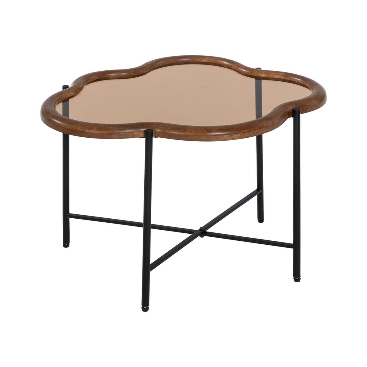 Soffbord Svart Naturell Glas Järn Gummiträ 89 x 50 x 40 cm (2 antal) - 4