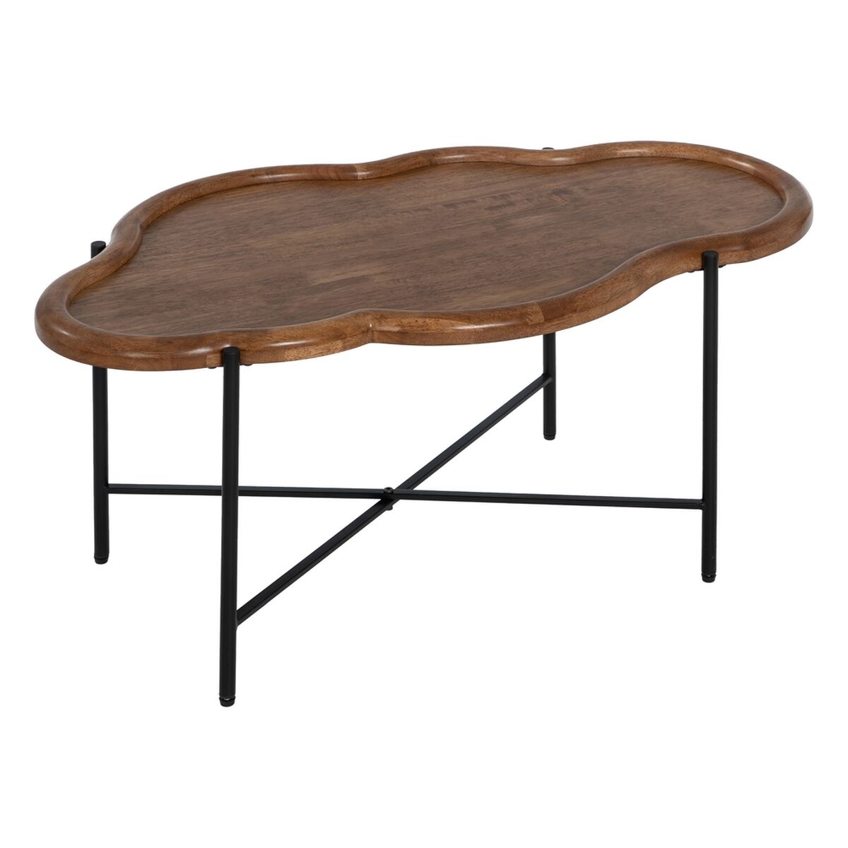 Soffbord Svart Naturell Glas Järn Gummiträ 89 x 50 x 40 cm (2 antal) - 3