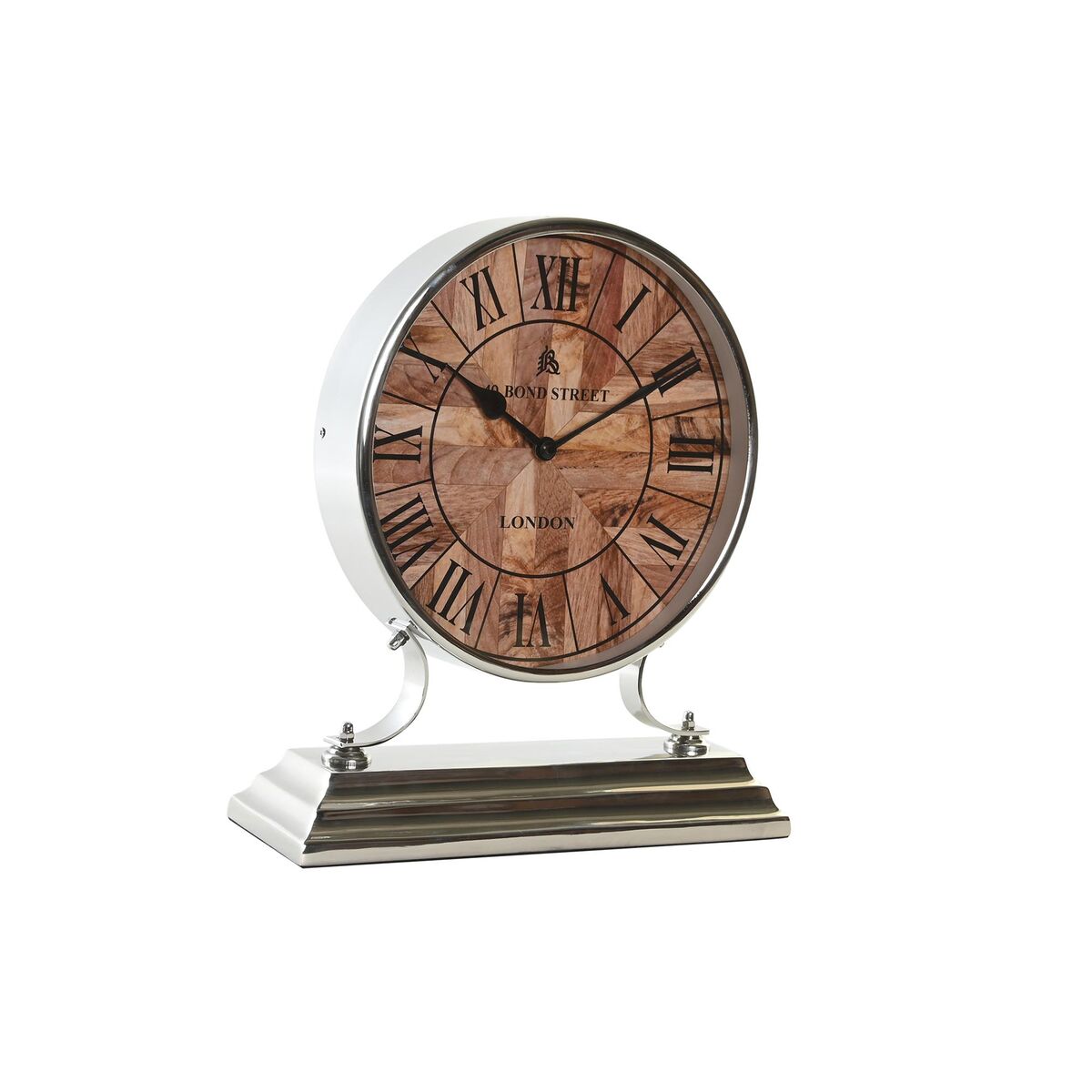 bordsklocka DKD Home Decor Silvrig Naturell Traditionell