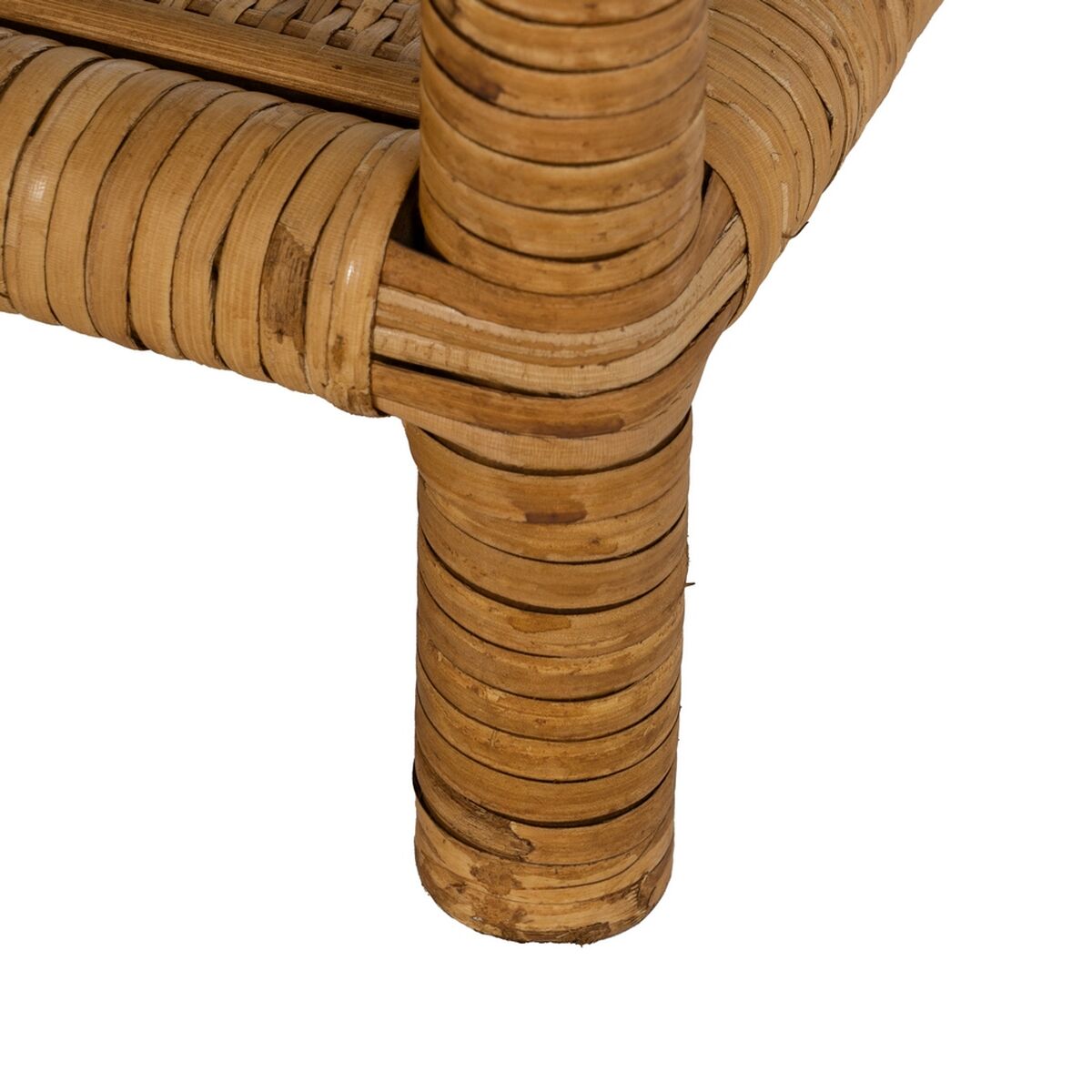Soffbord Beige Glas Rattan 90 x 40 x 42 cm - 7