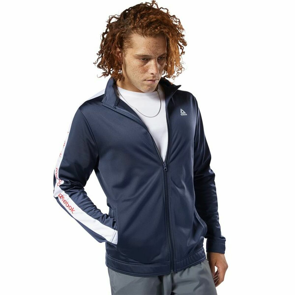 Träningsjacka Herr Reebok Essentials Linear Logo Mörkblå - 4