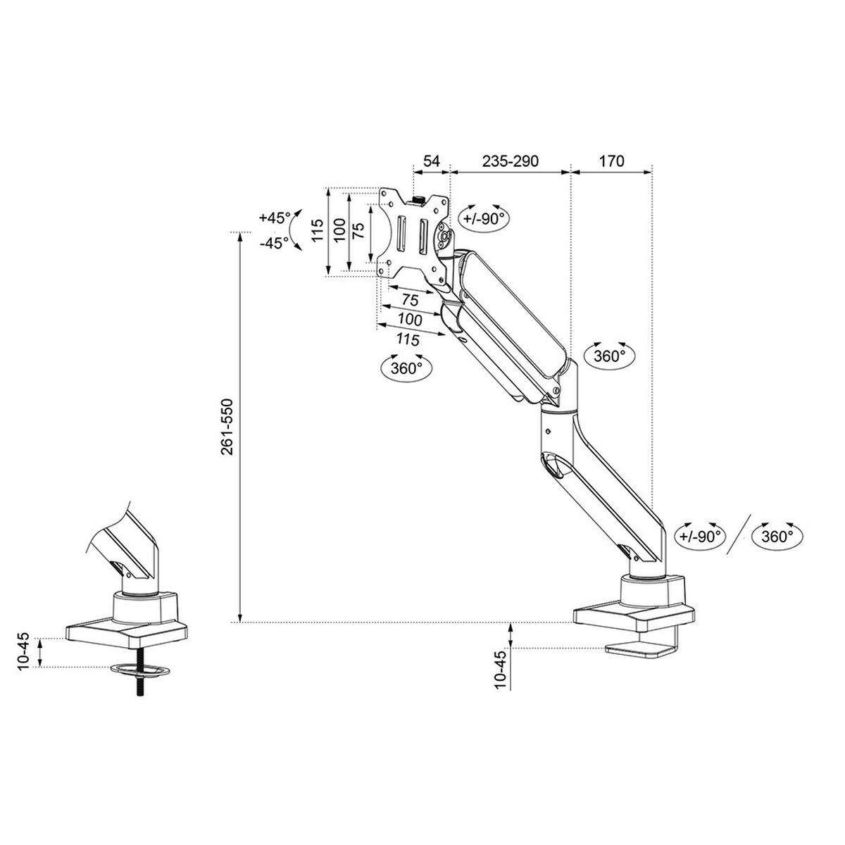 Bordfäste för Skärm Neomounts DS70PLUS-450WH1 17" 49" - 2