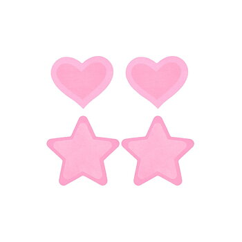 Skydd för bröstvårtor Peekaboo Rosa One size Hjärtan Stjärnor
