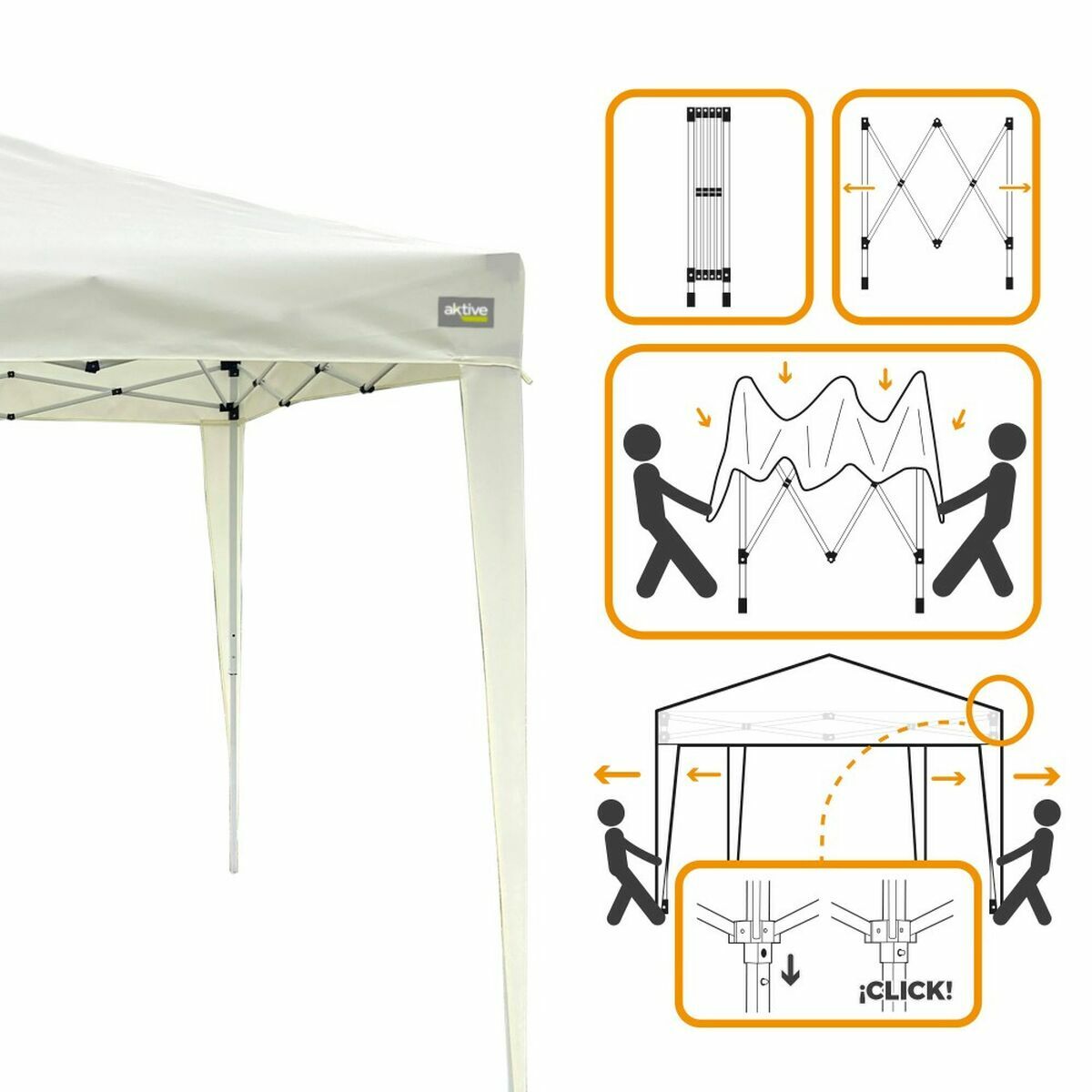 Gazebo Aktive Max-Air Vit 300 x 300 x 250 cm Tyg Stål - 3