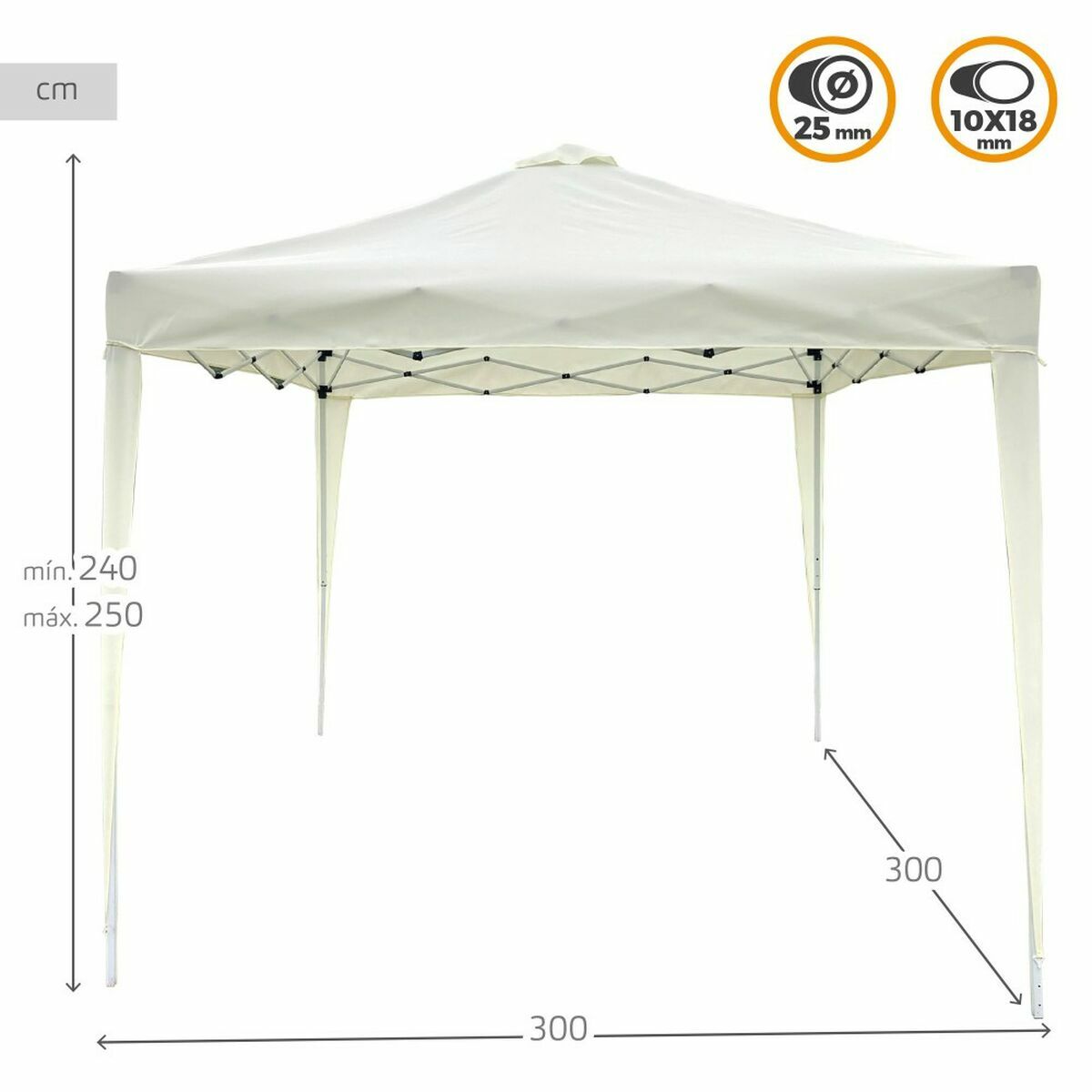 Gazebo Aktive Max-Air Vit 300 x 300 x 250 cm Tyg Stål - 4