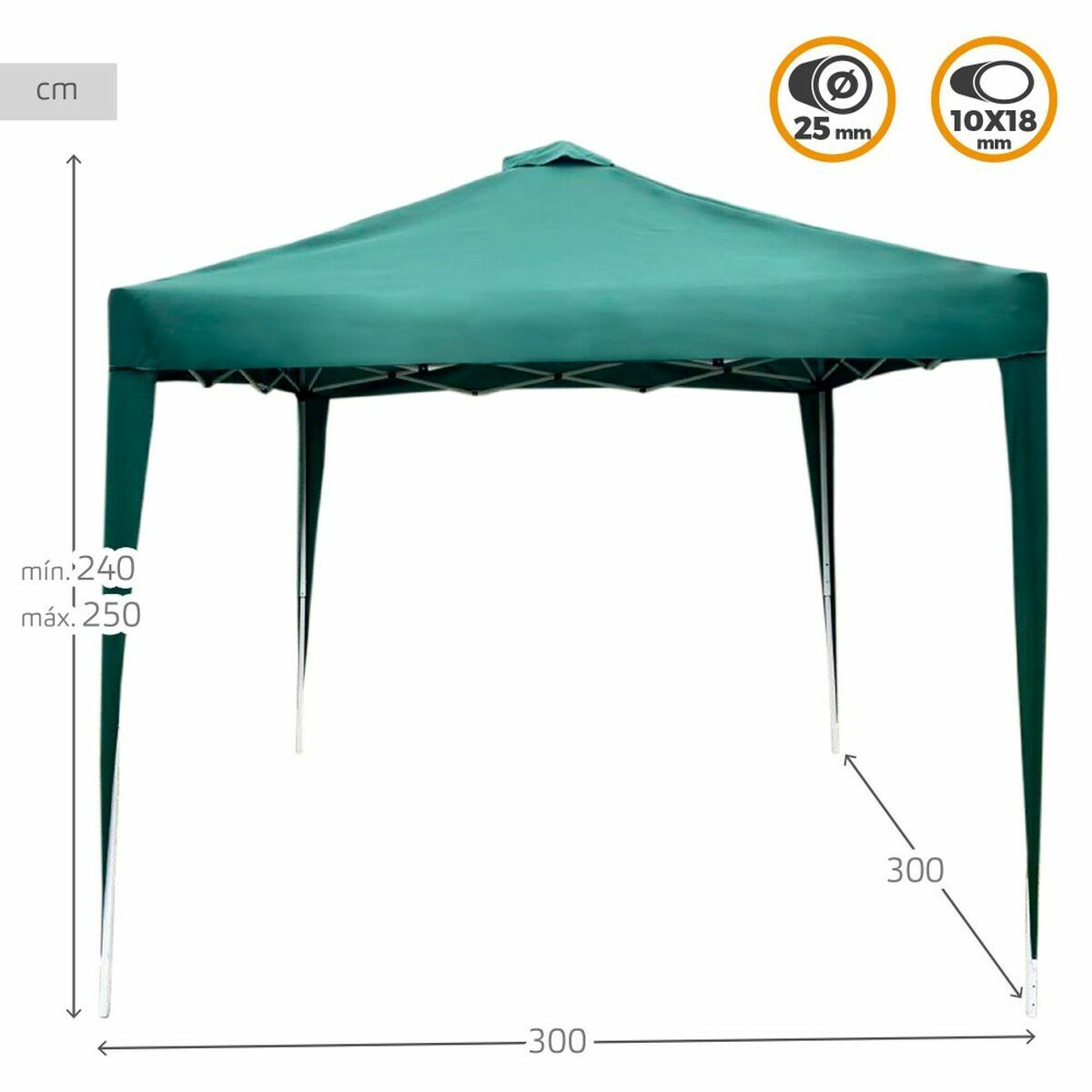 Gazebo Colorbaby Max-Air Grön Tyg Stål 300 x 300 x 250 cm - 4