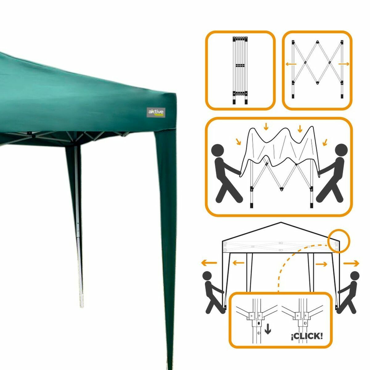 Gazebo Colorbaby Max-Air Grön Tyg Stål 300 x 300 x 250 cm - 3