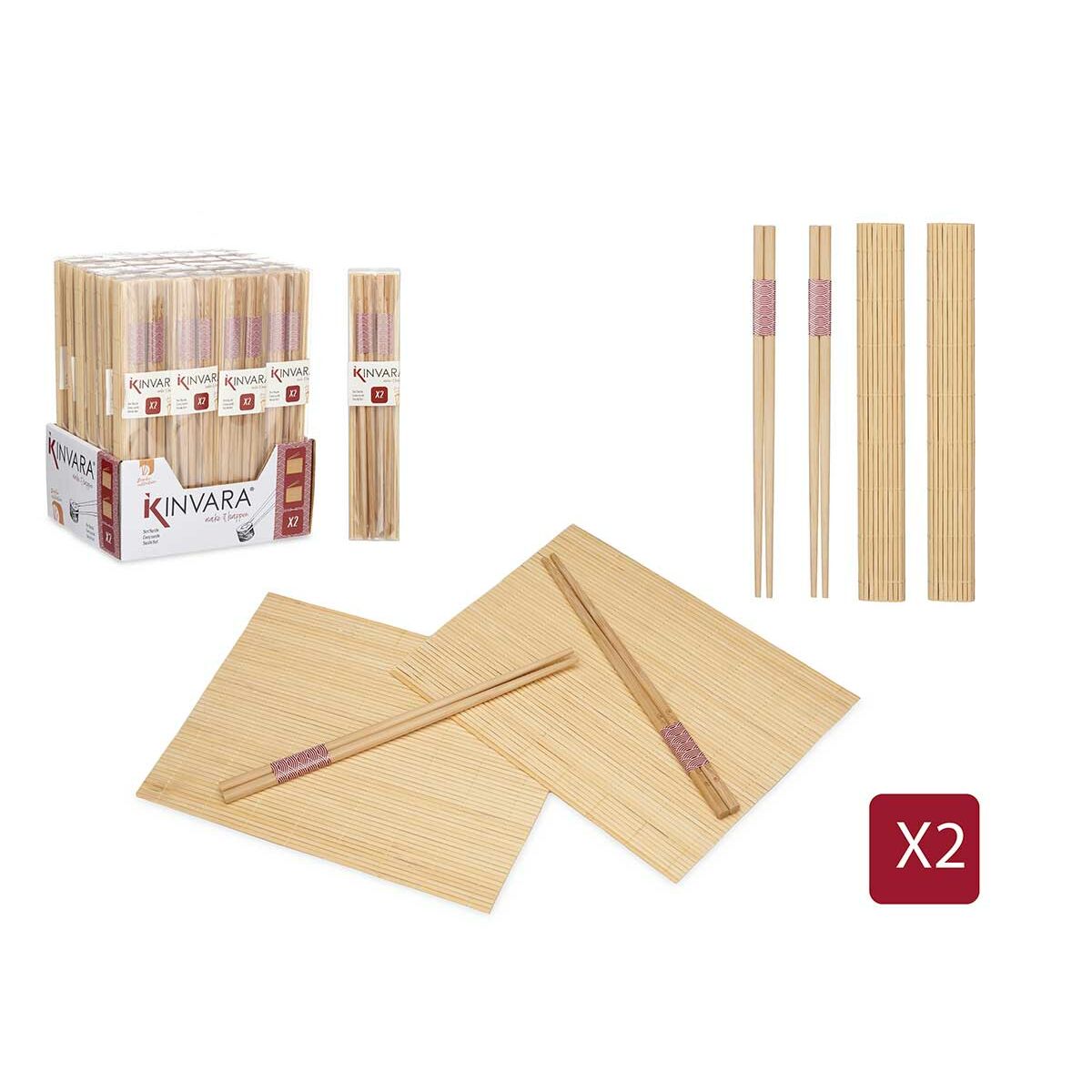 Sushiset Kinvara Trä Bambu 24 x 18 cm 24 x 0,5 x 0,5 cm 4,5 x 24 x 2,5 cm (24 antal) - 3