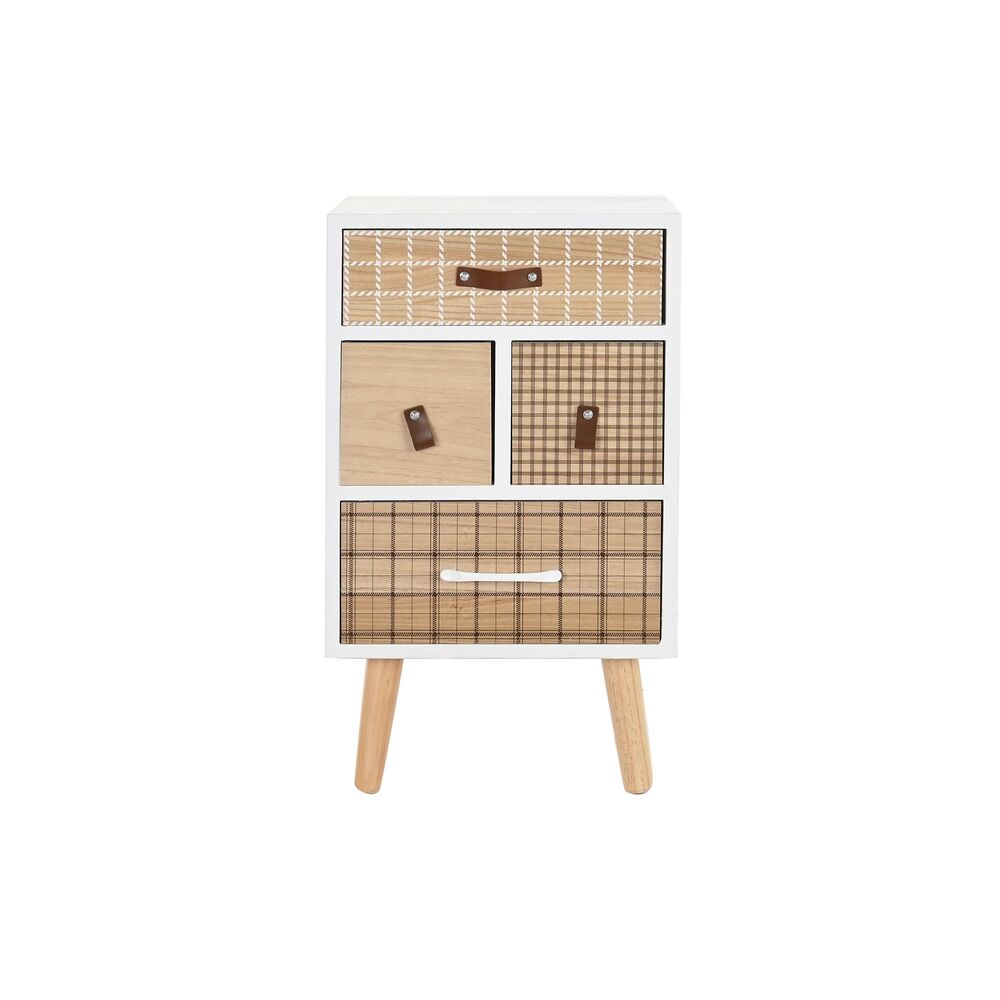 Nattduksbord DKD Home Decor Naturell Vit Gummi Rödbrun Paulowniaträ 40 x 30 x 48 cm - 3