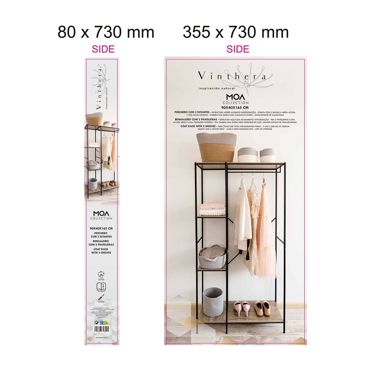 Hattställ Vinthera Moa Stål Svart 90 x 40 x 165 cm - 8
