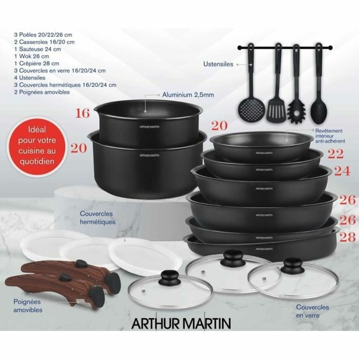 Kastrullset Arthur Martin 20 Delar - 4