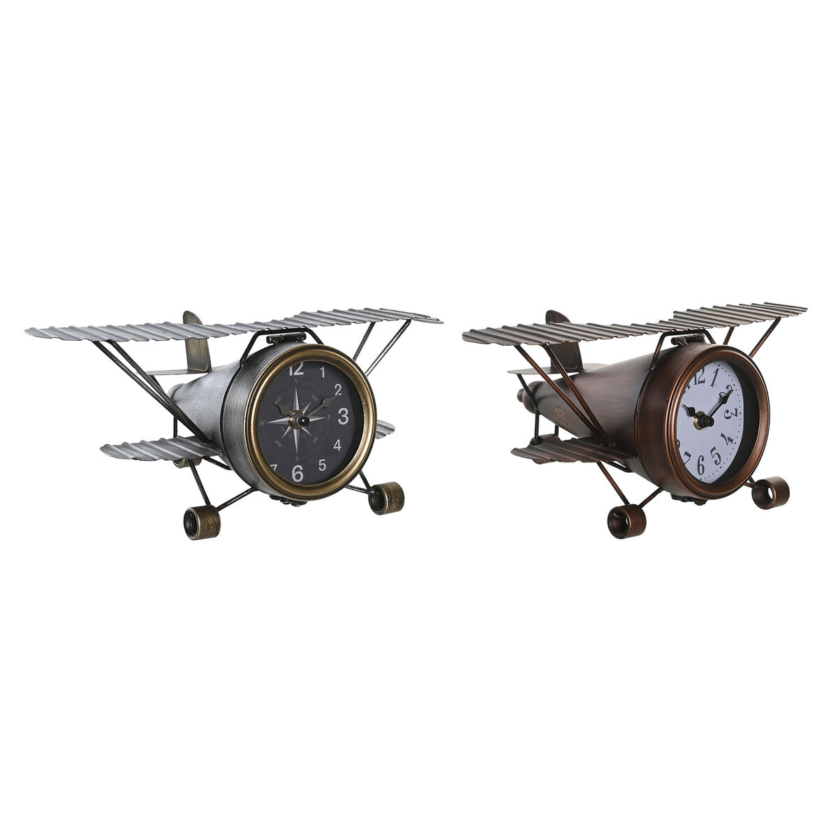 bordsklocka DKD Home Decor Gyllene Silvrig Flygplan (2 antal) - 5