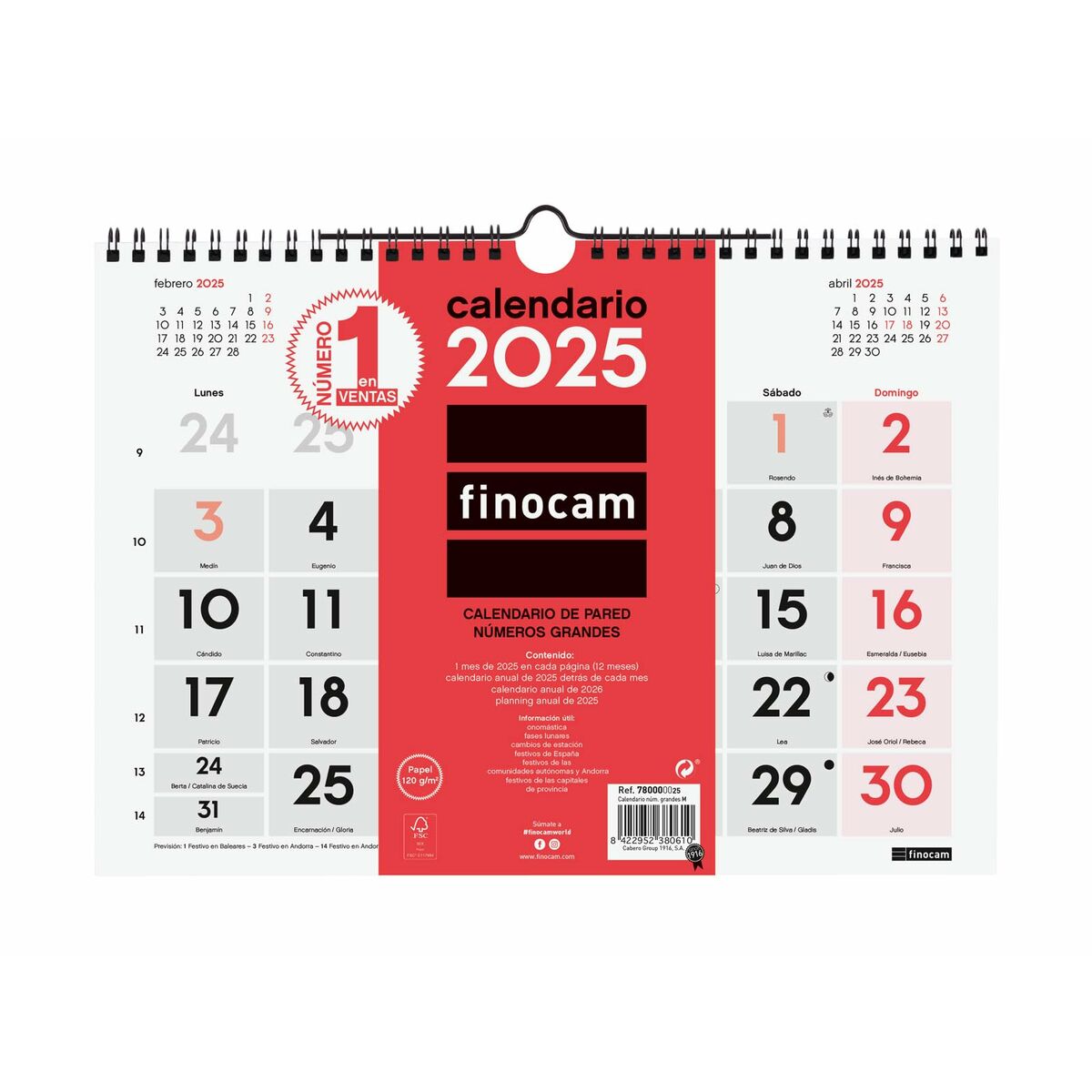 Väggkalender Finocam Papper 2025 30 x 21 cm - 2