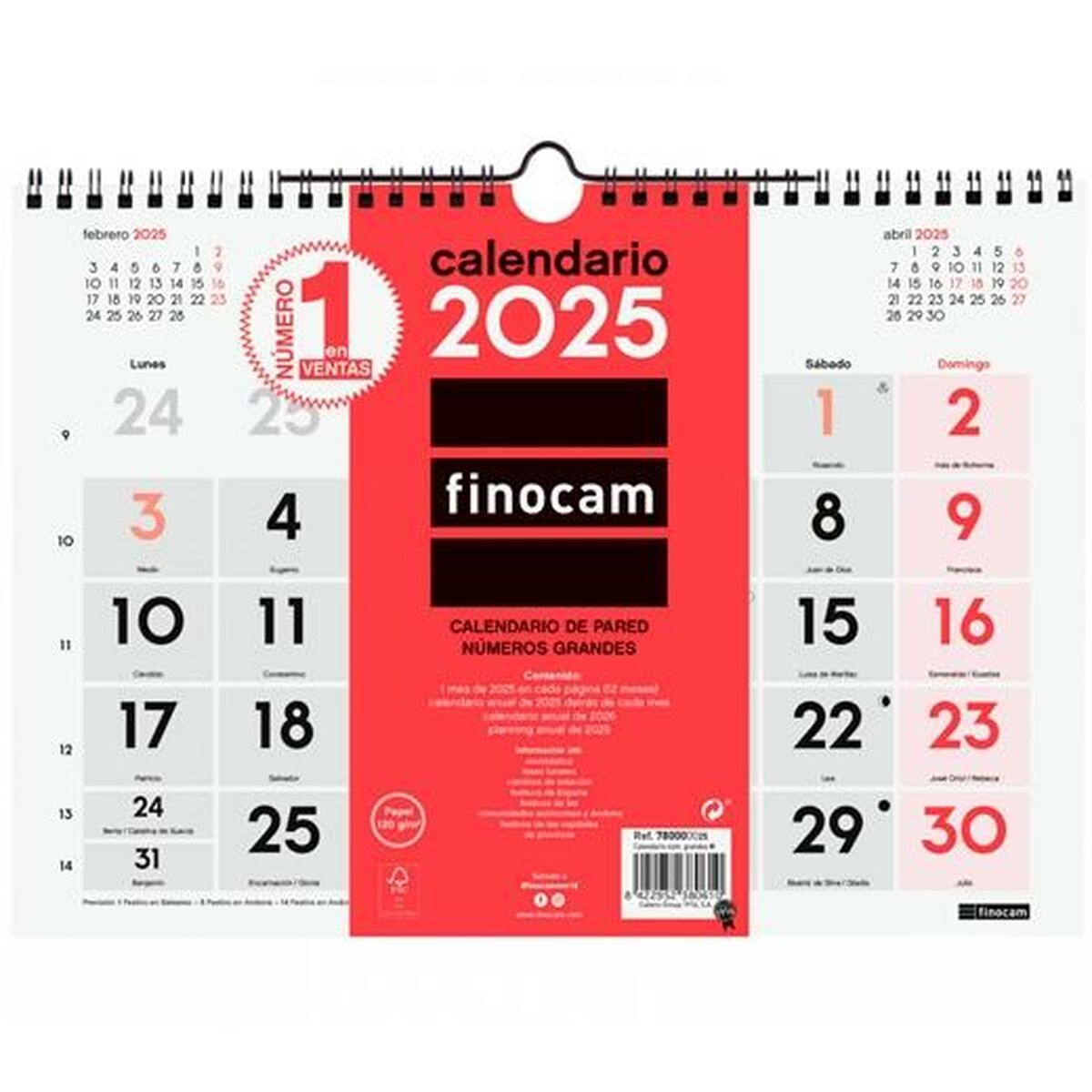 Väggkalender Finocam Papper 2025 30 x 21 cm