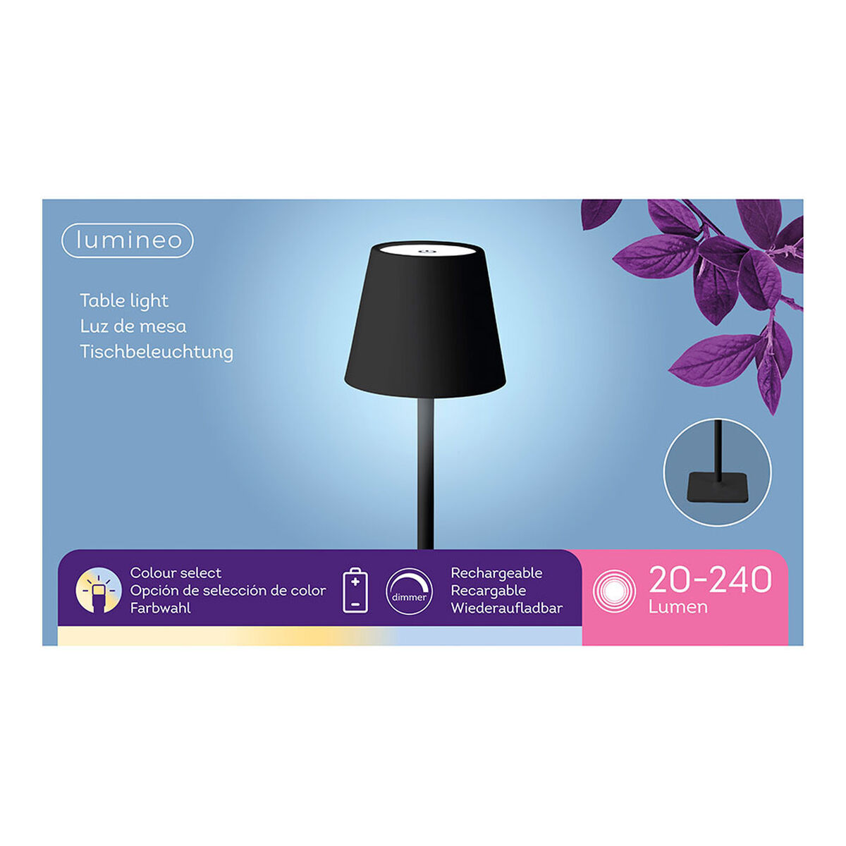 Bordslampa LED Lumineo 894376 Svart Metall 17 cm Laddningsbar - 2
