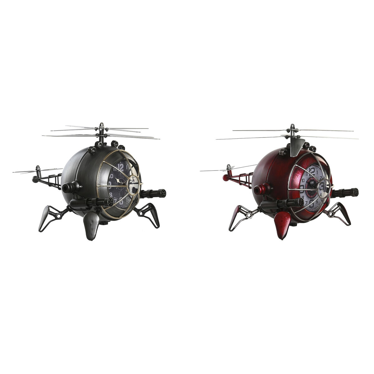bordsklocka DKD Home Decor Röd Silvrig Helikopter (2 antal)