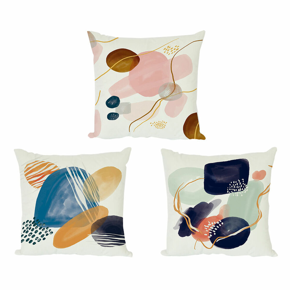 Kudde DKD Home Decor Plast Blå Grön Multicolour Rosa Rektangulär Fyrkantig Abstrakt 50 x 12 x 50 cm (3 Delar) - 5