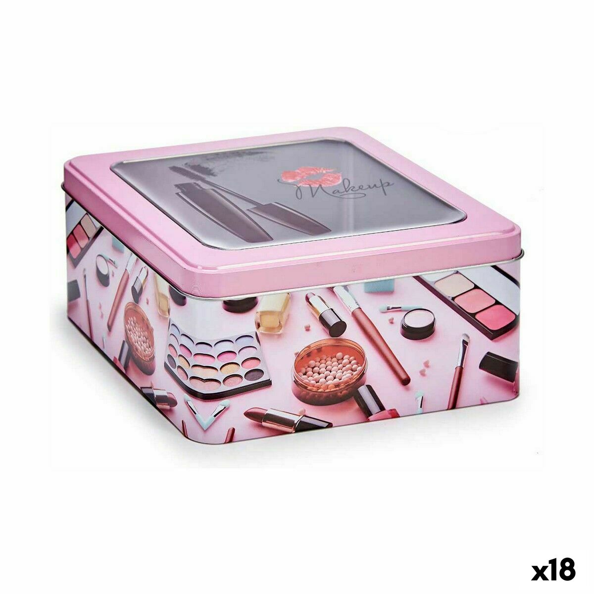 Förvaringslåda Smink Rosa Tenn 18 x 8,5 x 18 cm (18 antal) - 3