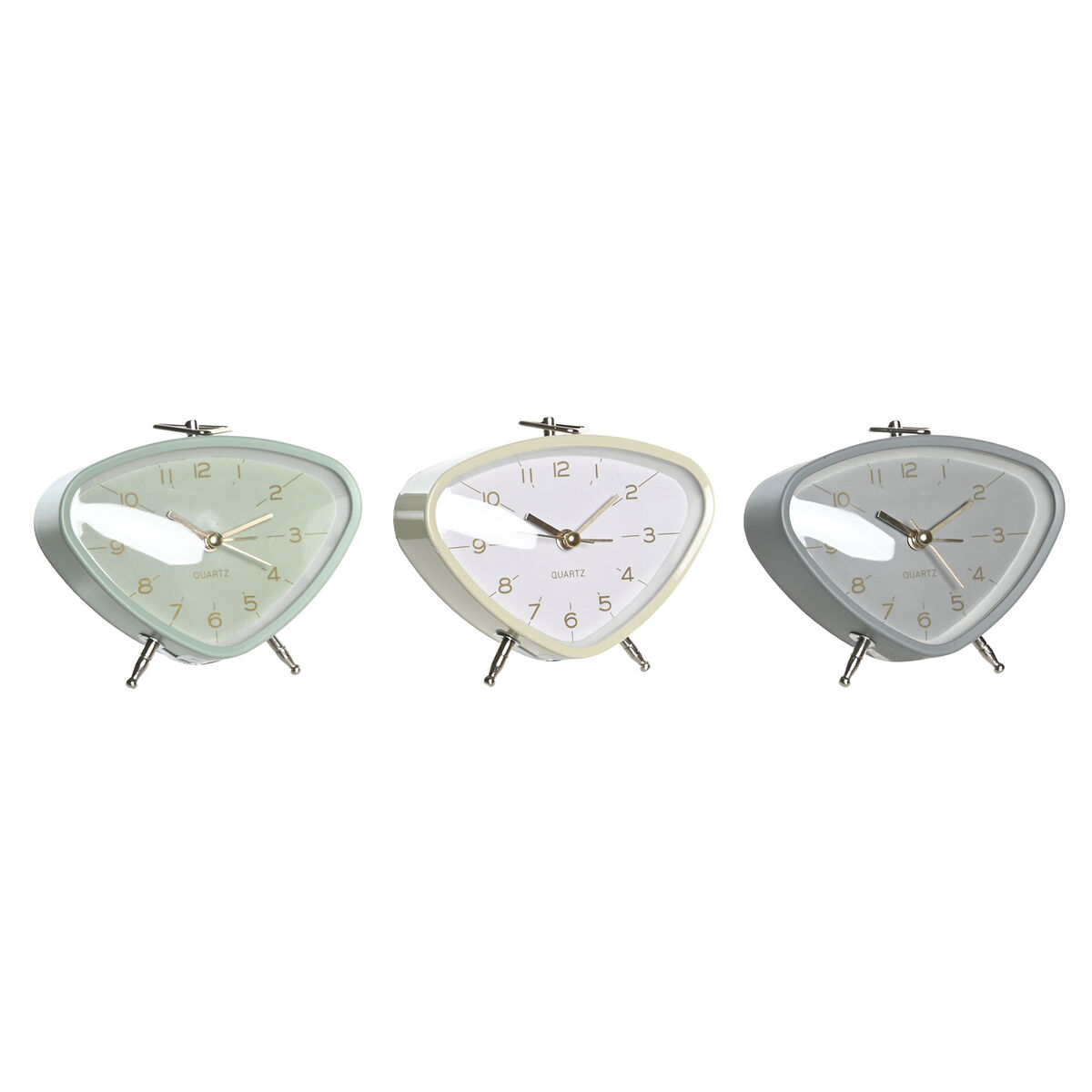 Väckarklocka DKD Home Decor Blå Vit Grå PVC Metall Vintage 11,5 x 4 x 10 cm (3 antal)