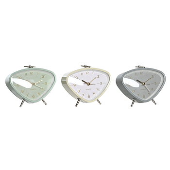 Väckarklocka DKD Home Decor Blå Vit Grå PVC Metall Vintage 11,5 x 4 x 10 cm (3 antal)