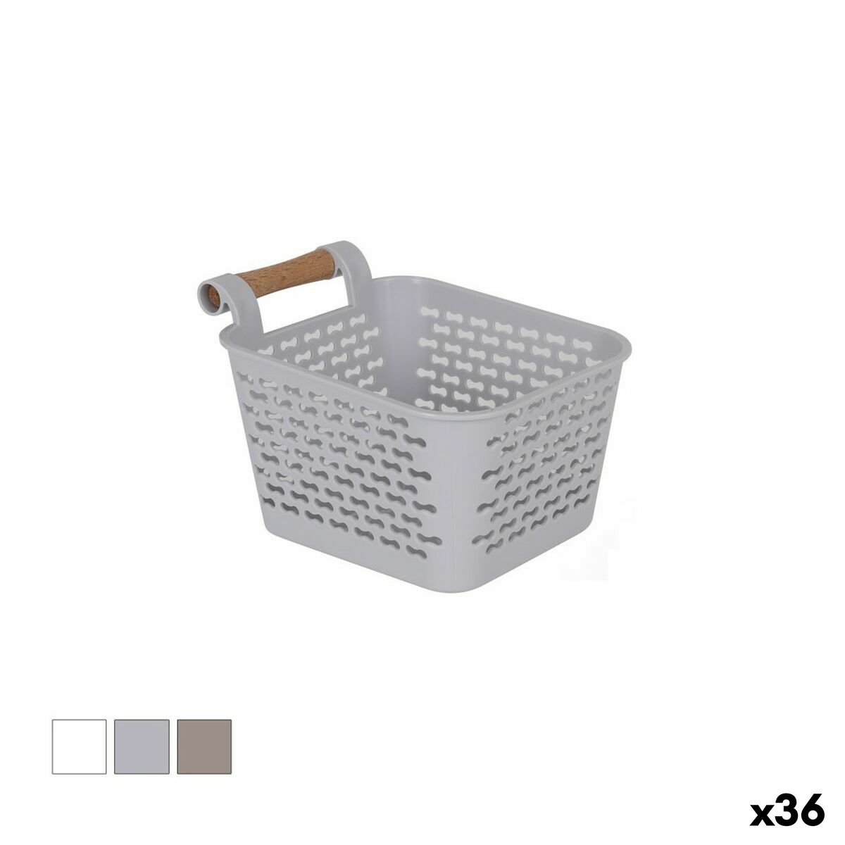Multifunktionell korg Confortime Plast Med handtag Trä 13 x 11 x 8 cm (36 antal) - 5