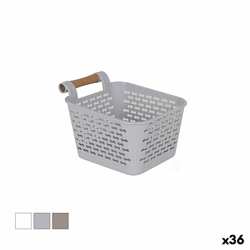 Multifunktionell korg Confortime Plast Med handtag Trä 13 x 11 x 8 cm (36 antal)