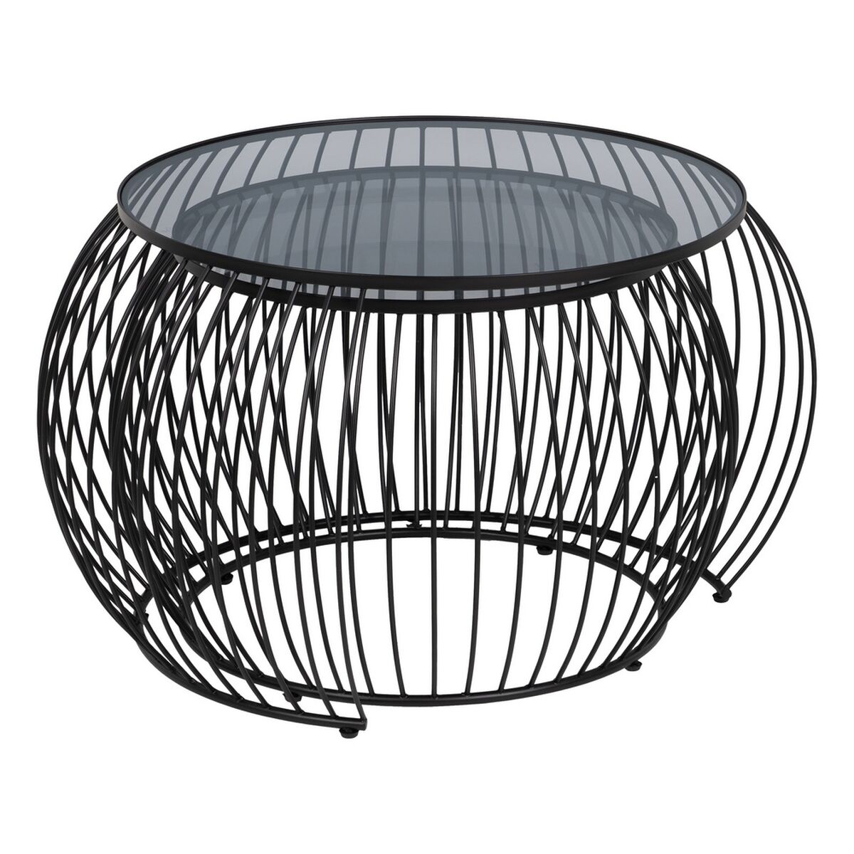 Soffbord Svart Glas Järn 89 X 80 X 51 CM (2 antal) - 3