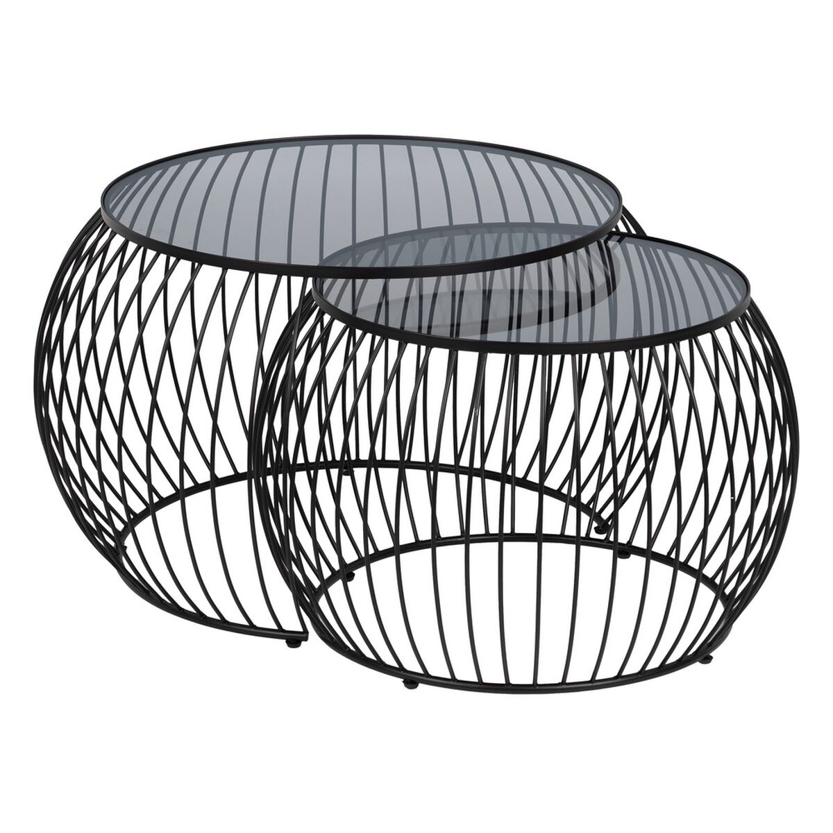 Soffbord Svart Glas Järn 89 X 80 X 51 CM (2 antal)