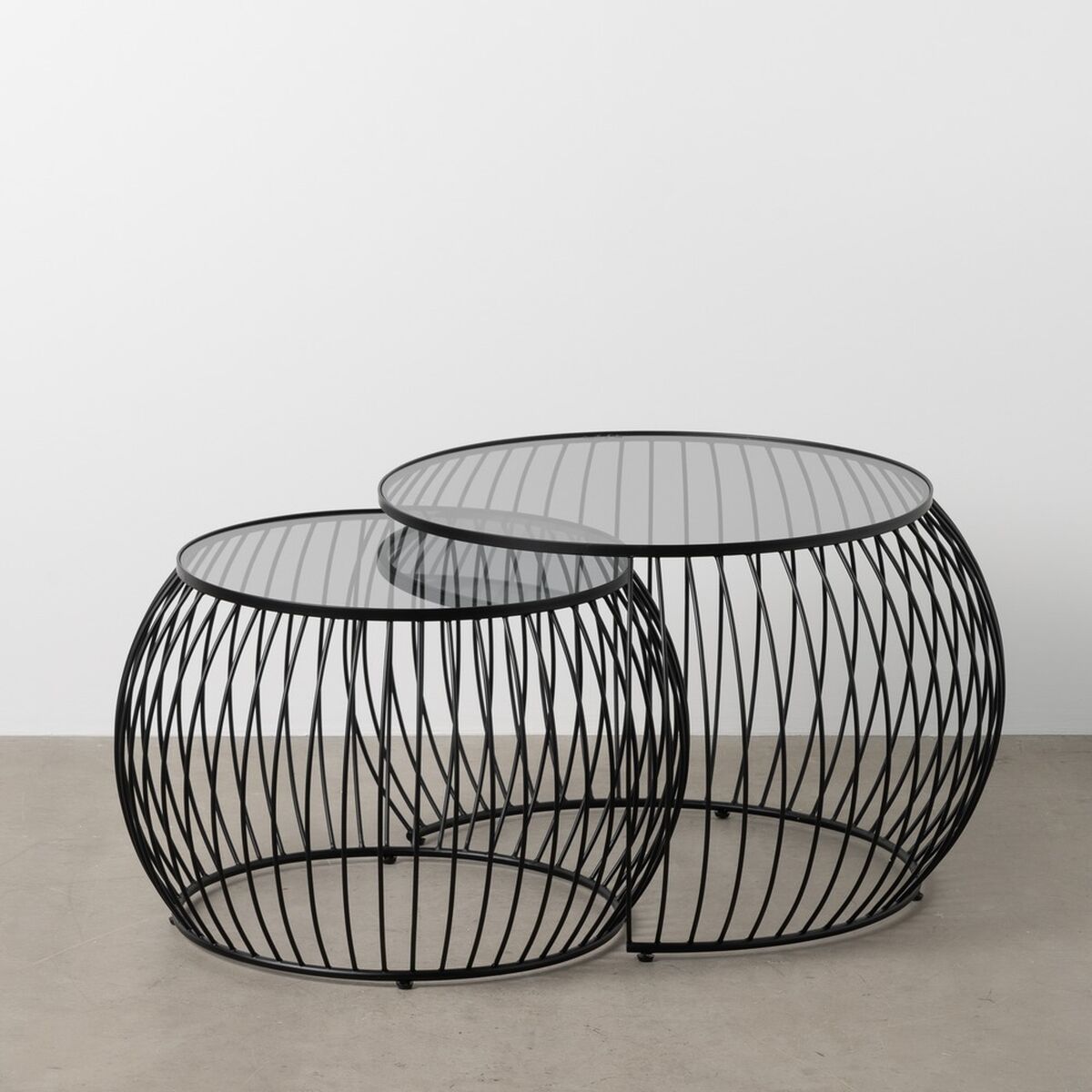 Soffbord Svart Glas Järn 89 X 80 X 51 CM (2 antal) - 2