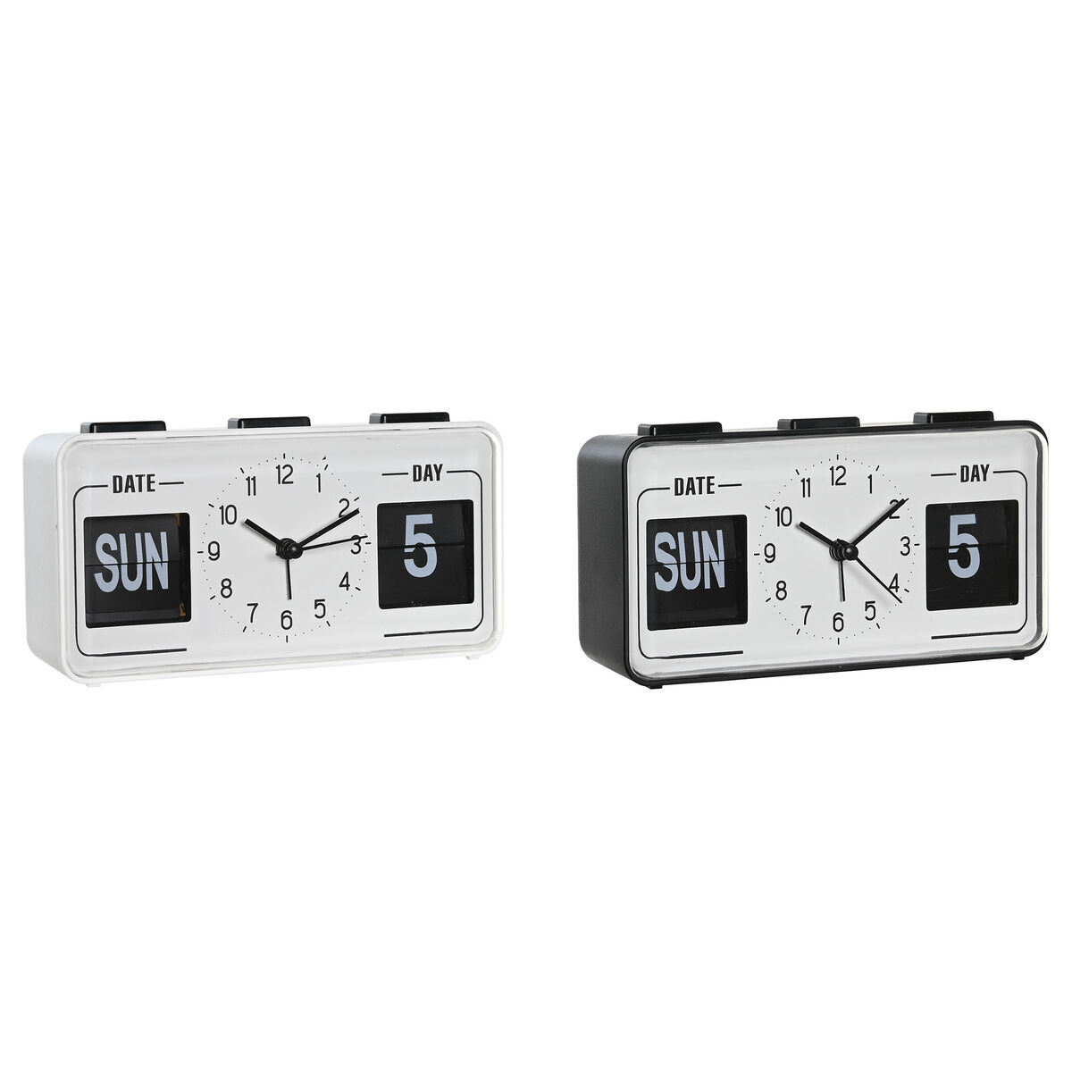 Väckarklocka DKD Home Decor Vit Svart PVC 17 x 5 x 9 cm (2 antal)