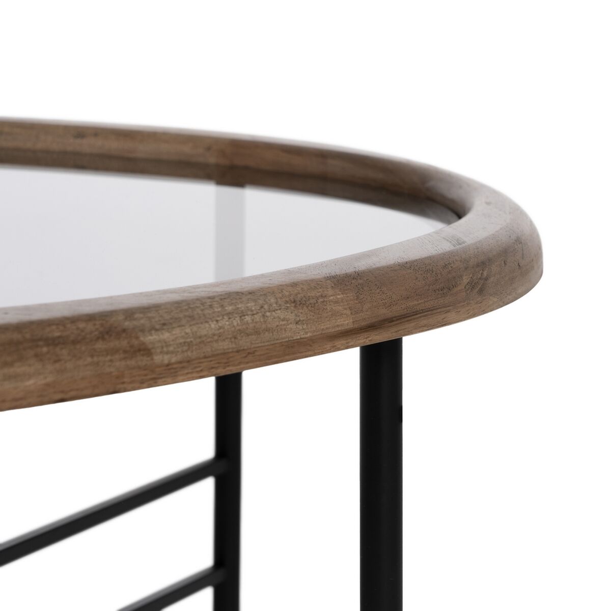 Soffbord Svart Naturell Glas Järn Gummiträ 76 x 81 x 38 cm - 6