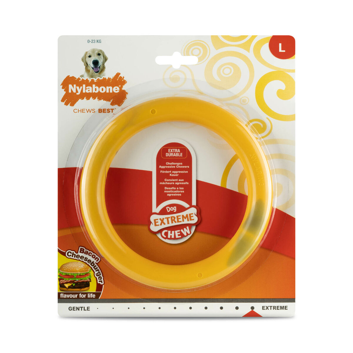 Tuggleksak för hundar Nylabone Ring Gul Hamburgare L - 3
