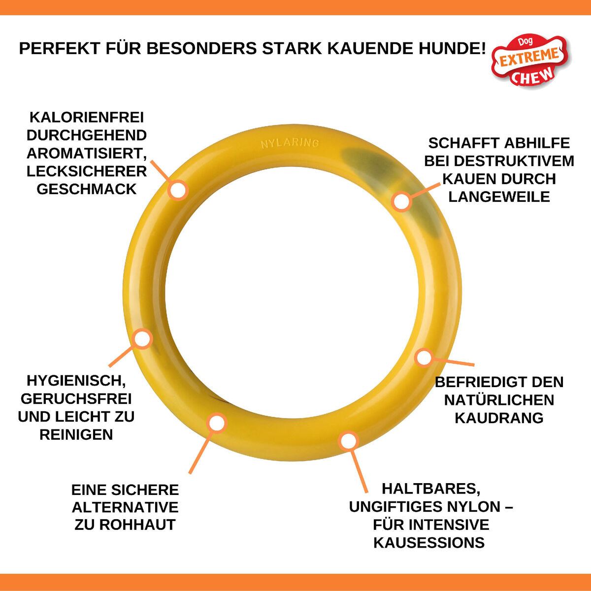 Tuggleksak för hundar Nylabone Ring Gul Hamburgare L - 4