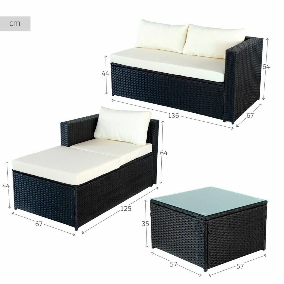 Soffgrupp med bord Aktive 3-mans soffa Sidobord 125 x 67 x 64 cm - 6