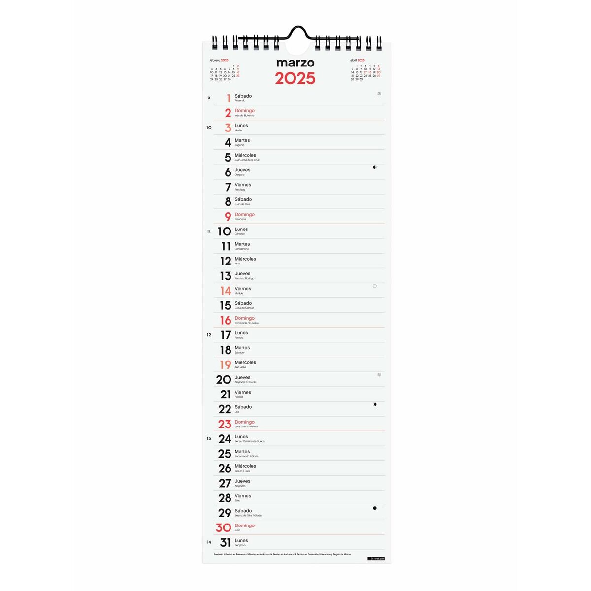 Väggkalender Finocam Papper 2025 15,5 x 43 cm - 3