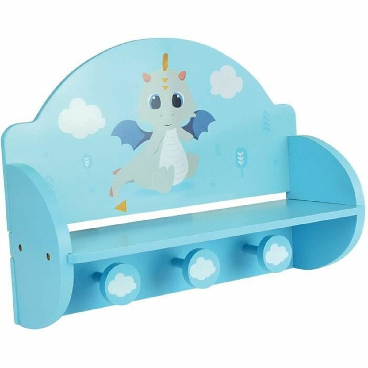 Väggmonterad rockhängare Fun House Blå Trä MDF (33 x 46 x 15 cm) - 4