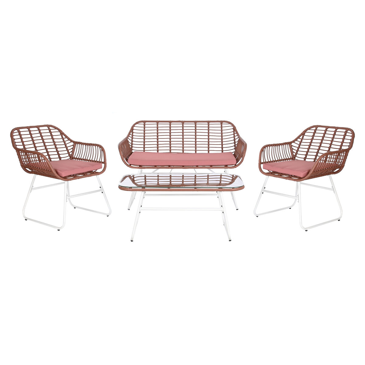 Trädgårdsmöbler DKD Home Decor Vit Terrakota n 124 x 74 x 84 cm (4 Delar)
