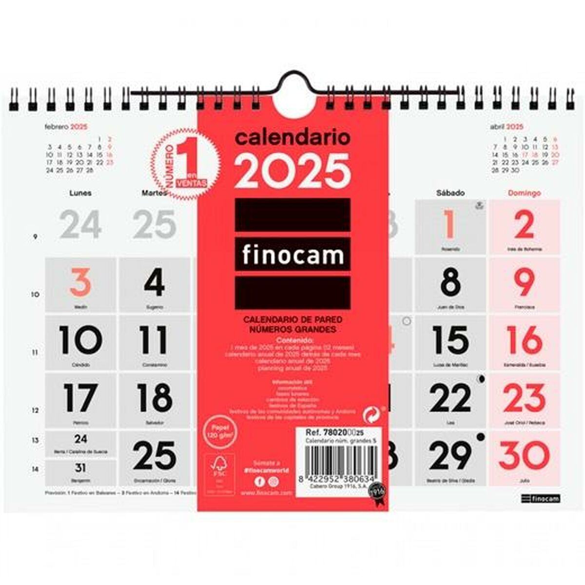 Väggkalender Finocam Papper 2025 21 x 15 cm