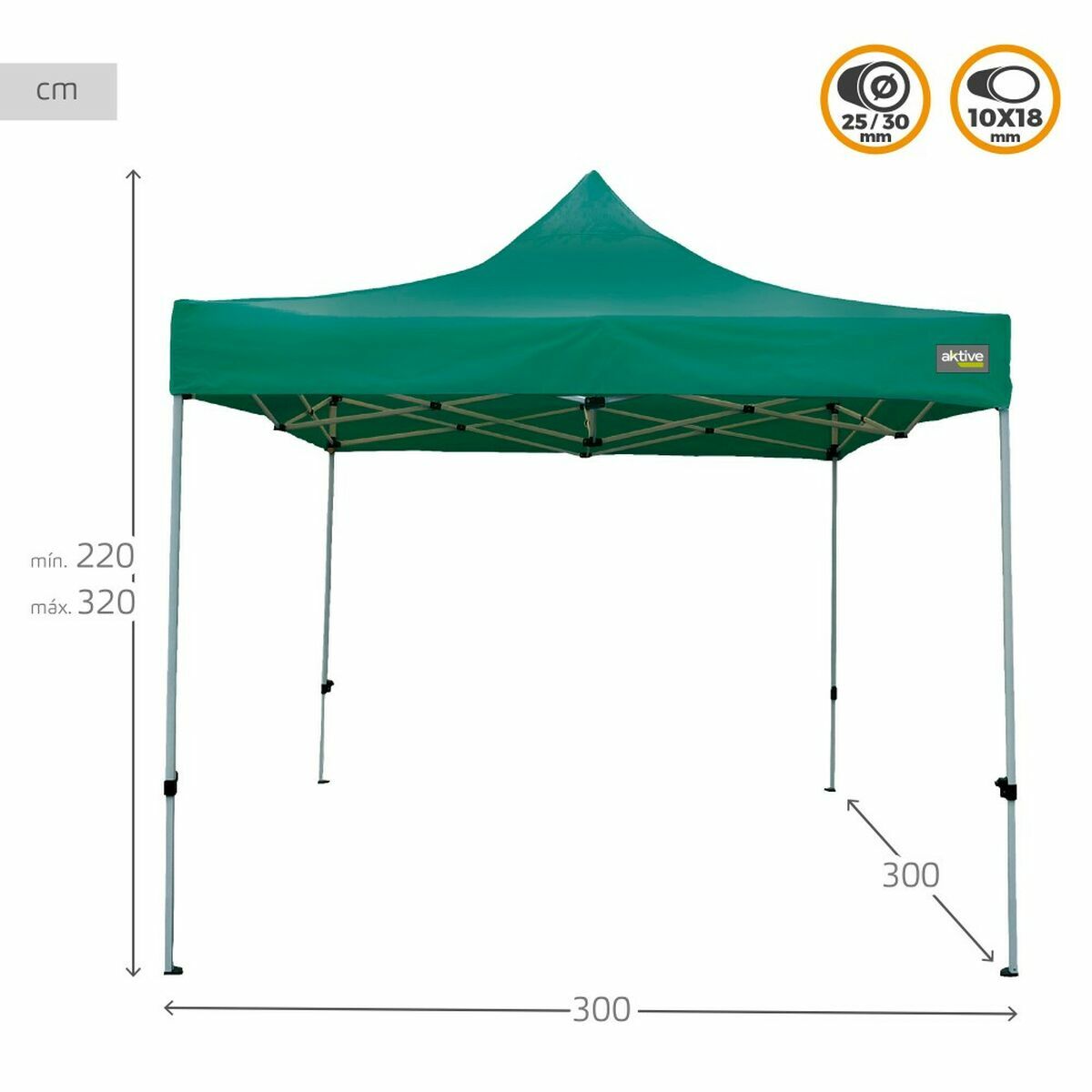 Gazebo Aktive 300 x 300 x 220 cm Grön Hopfällbar Justerbar höjd - 4