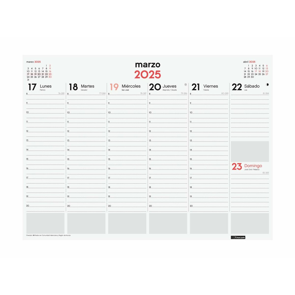 Skrivbordskalender Finocam Papper 42 x 31 cm 2025 Vecka att se - 3